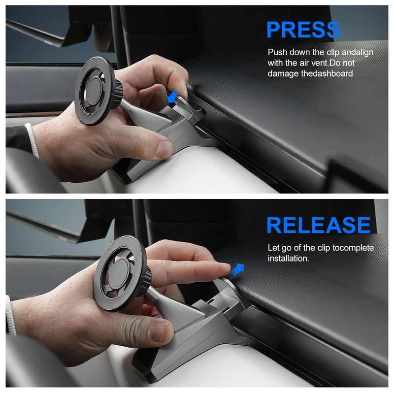 ELECFRESH Magnetic Phone Mount for 2024-2026 Tesla Cybertruck Accessories | 360° Rotatable Phone Holder, Adhesive-Free Clip-On Design Protects Interior, Fit for All Phones
