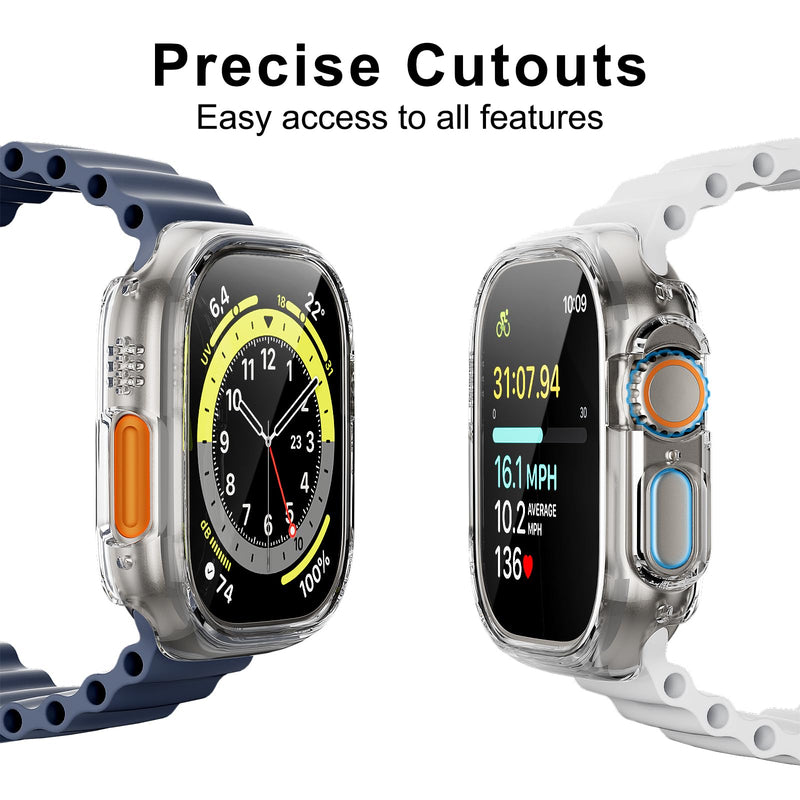 Case for Apple Watch Ultra 3/2/1 49mm, 5 Clear | 5+3 Pack, PC Bumper Covers, Tempered Glass Screen Protectors, Full Protective Shockproof, Watch Shell Film Combo Ultra 3/2/1-49mm