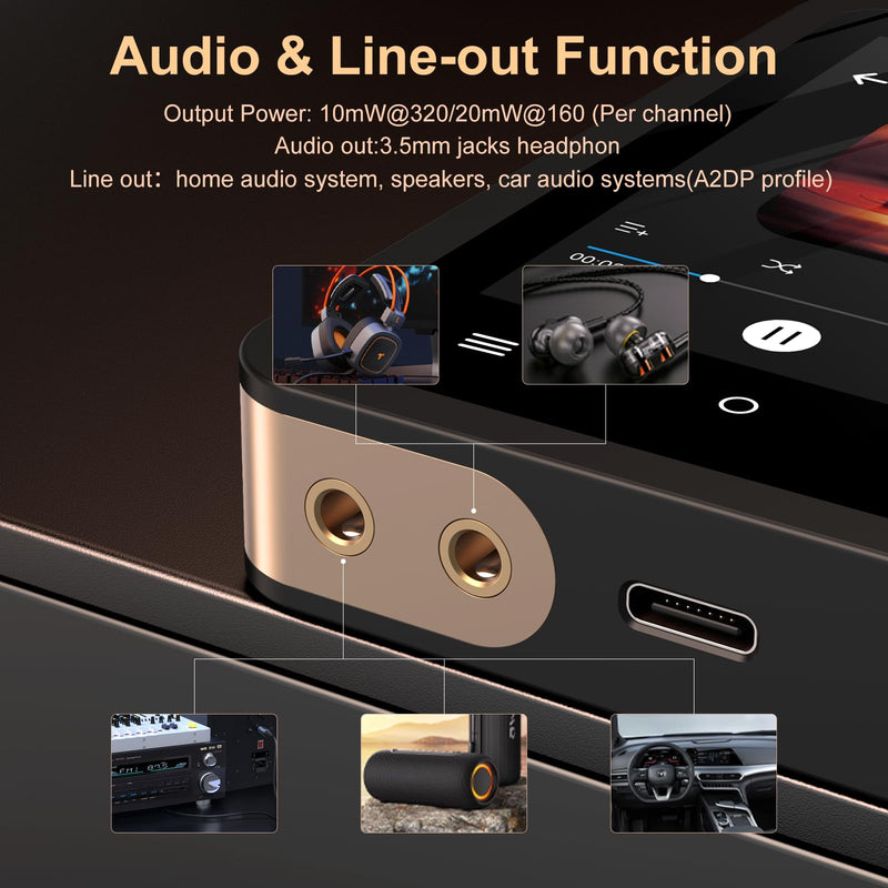 HiFi MP3 Player with Bluetooth 5.3, Lossless DSD High-Resolution Digital Audio Music Player, Portable DAC FLAC Audio Player, 192Khz/24bit, 2.8" Touchscreen & Leather Case Black