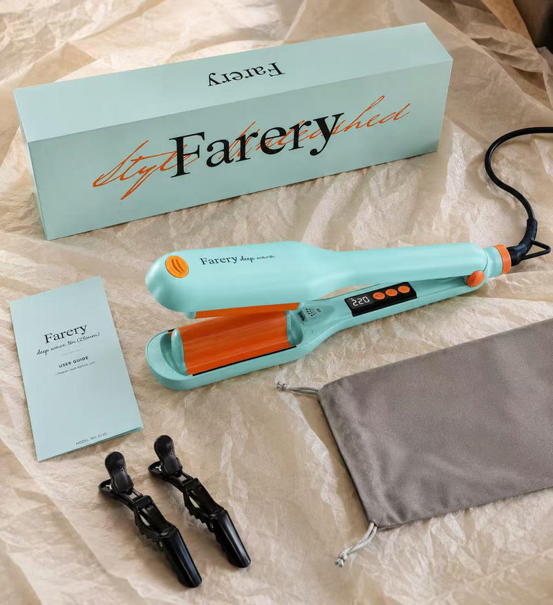 Farery 25MM Hair Waver – Deep Wave Curling Iron with Ionic Technology, Full-Wrap Anti-Scald Design, 3 Even-Heat Barrel, Low Skill Hairstyling, 360° Swivel Cord for Safe & Effortless Beach Waves