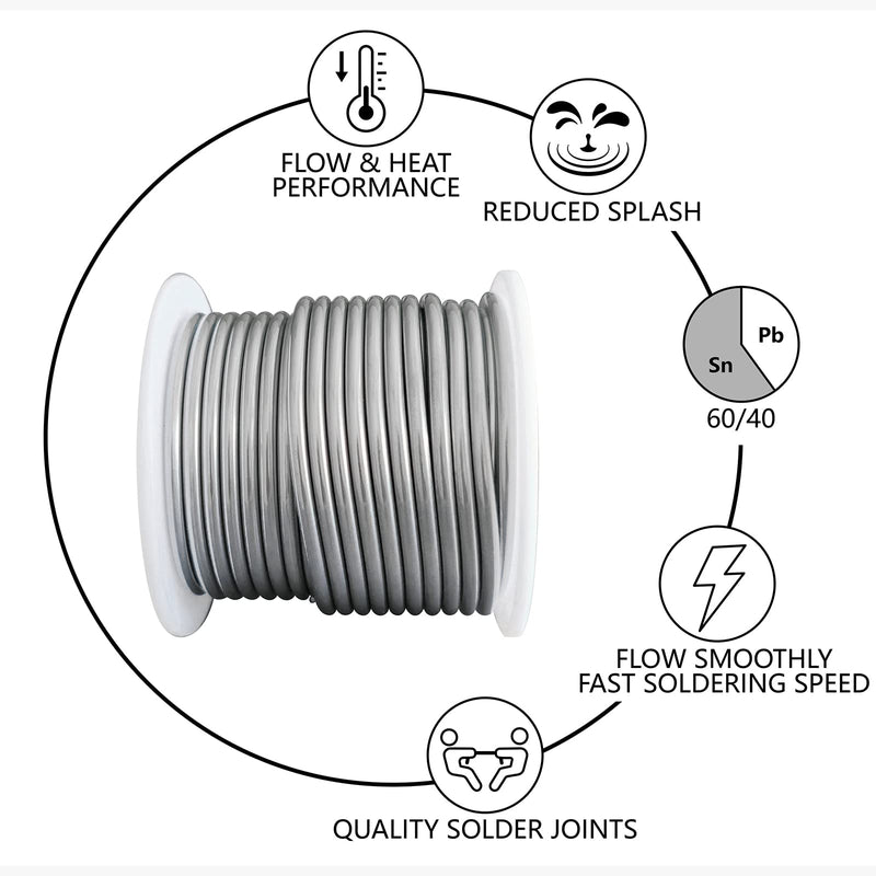 60/40 Solder for Stained Glass, 1/8"(3mm) Dia, 1 lb Spool, Supplied by ANOSON
