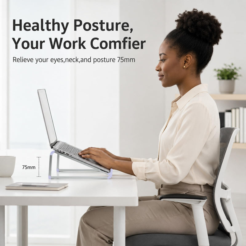 Portable Laptop Stand for Desk Foldable Aluminum Laptop Riser | Ergonomic Computer Stand, Compact Lightweight Notebook Holder, Notebook accessories for Business Travel, Library, Cafe, Home