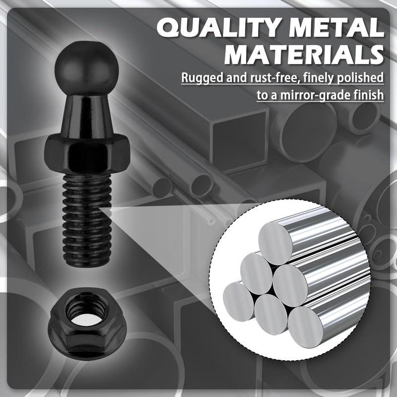 4PCS 10mm Ball Stud,5/16-18 Thread x 3/5" Gas Spring Strut Mount Stud with Hardware Nuts for Gas Struts Ball Ended Bonnet,Universal Vehicle Accessories Gases Strut Mounting Brackets
