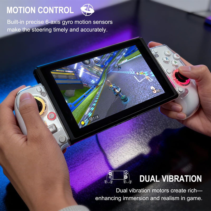 Joso Phone Controller for iPhone (All Model) & Android, Enhanced Grip, Case-Friendly Wireless Mobile Gaming Controller with 7 Color Lights, Turbo, 6-Axis, Dual Vibration