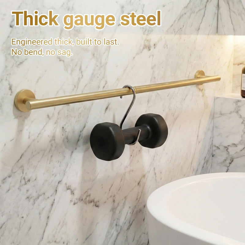 5-Piece Brushed Gold Bathroom Hardware Set, SUS304 Stainless Steel Wall Mounted Bathroom Accessories, 24 Inch Towel Bar, Towel Ring, Toilet Paper Holder, 2 Hooks, Rustproof Modern Bathroom Fixtures