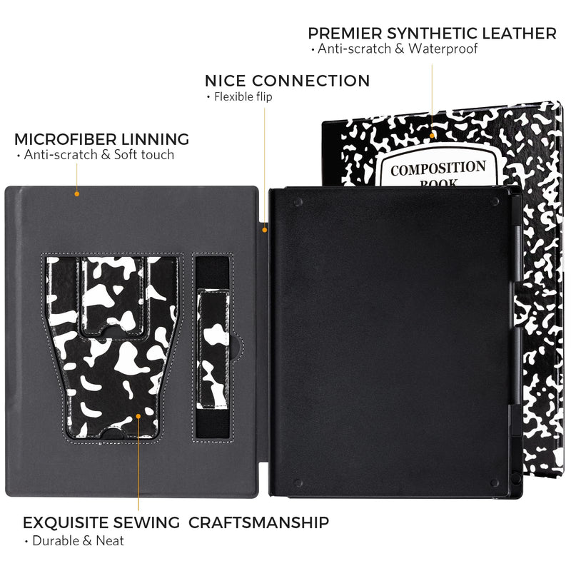 CoBak Case for Remarkable 2 Paper Tablet with Two Viewing Angles- Lightweight and Hard Back Shell Protective Book Folio Cover with Built-in Pen Holder - for 10.3" 2020 Released (with Stand Notebook) Black Notebook with Stand