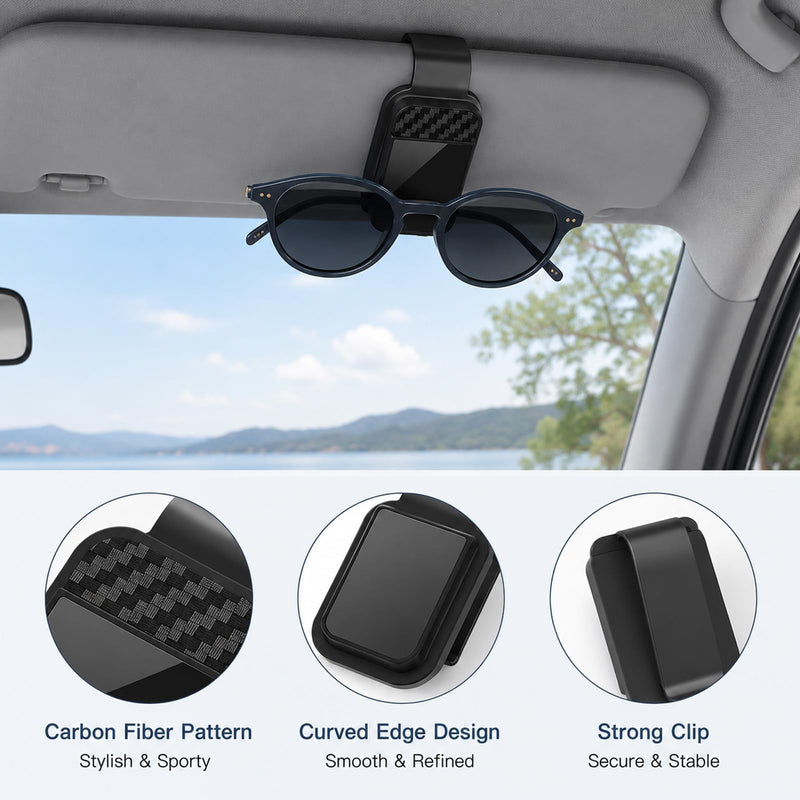 3-Pack Car Anti Slip Mat Phone Holder, PVC Car Dashboard Non-Slip Pad Set | 1 large dashboard anti-slip mat + 2 carbon fiber sunglass holder pads, PVC design, anti-slide during sudden brake