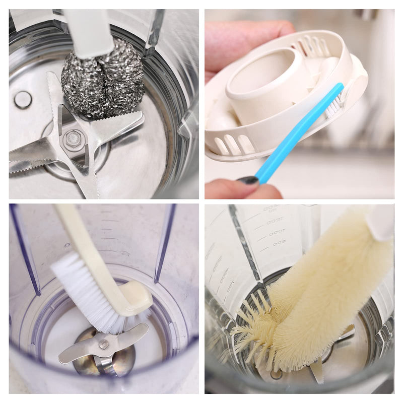 Portable Blender Cleaning Brush Set of 4 - With Hanging Hole - Long Handle - For Water Bottles & Blenders