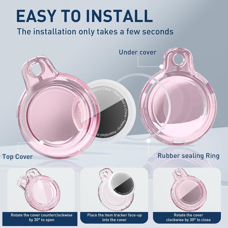 4-Pack Colorful Protective Shell, Transparent Case with Keychain Ring, Soft Clear TPU Protective Cover for Tracker, Shockproof Anti-Lost Holder for Keys, Bags, Luggage