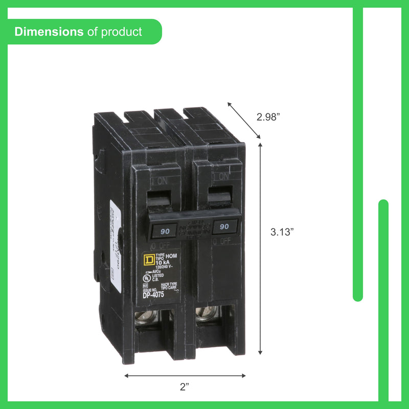 Square D - HOM290CP Homeline 90-Amp Two-Pole Circuit Breaker