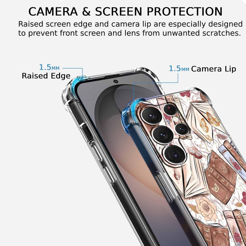 Case for Samsung Galaxy S26 Ultra with Aesthetic Design,Vintage Butterfly Brown Book Pattern,Clear Slim Soft TPU Bumper Phone Cover,6.9”(Butterfly,Sx26u)
