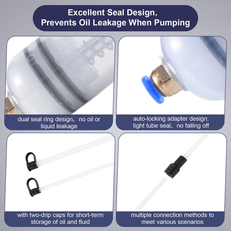 Fluid Extractor Pump, Manual Oil Extractor for Cars, ATVs & Lawn Mowers - Oil Transfer Pump with Flexible Hoses, Brake/Transmission Fluid Extractor, Oil Change Tools 7 oz (200 ml) 200 ml(16" hose)