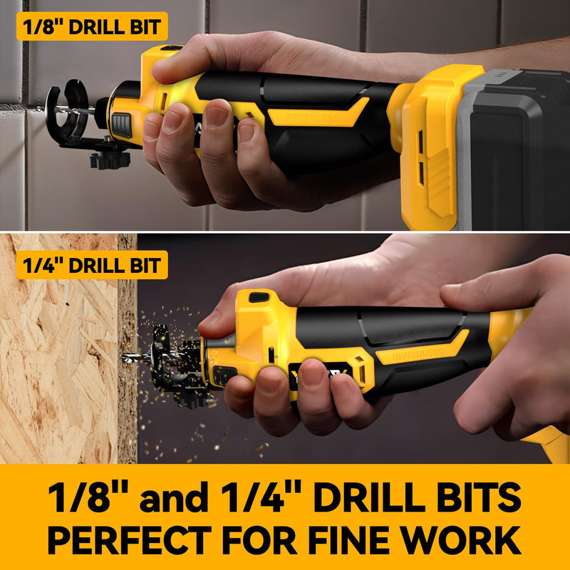 Cordless Drywall Cut-Out Tool for Dewalt 20V Battery, 3 Speed Adjustable Brushless Rotary Saw with Up to 30000 RPM, Compact Spiral Saw Kit for Cutting Wood Drywall,Sheetrock,Wood, (Bare Tool Only) For De-Walt