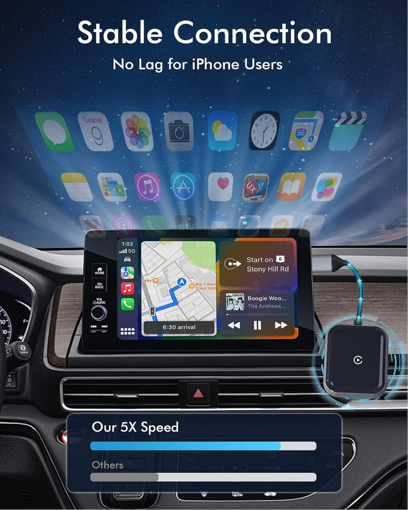 Wireless CarPlay Adapter, Wireless CarPlay for iOS 10+ | Plug & Play, Easy Setup, Dongle with Stable Connection for 2016+ OEM Vehicles Black CarPlay