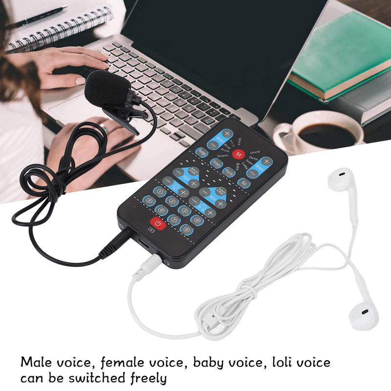 Mini Voice Changer for Live Streaming, Portable Sound Card with 8 Sound Effects for Gaming Mobile & PC
