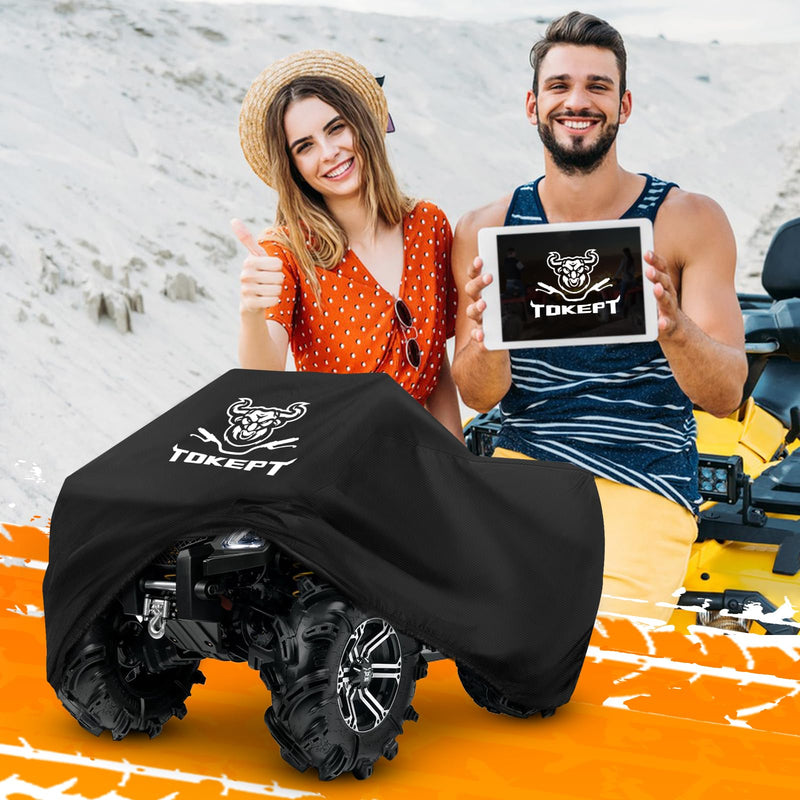 ATV Cover, Heavy Duty Black Waterproof Oxford Fabric Protective 4 Wheeler Quad Cover for 86" Kawasaki Honda Polaris Yamaha (86''L x 38''W x 42''H) XXL-86''L x 38''W x 42''H
