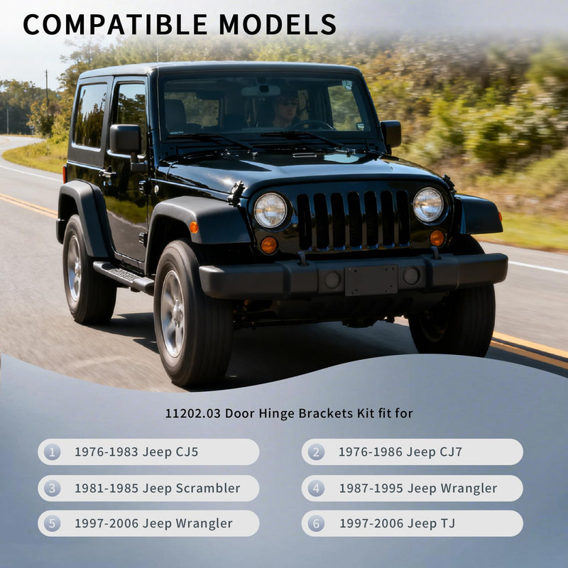 2 Set 11202.03 Lower Door Hinge Brackets Compatible with Jeep Wrangler/CJ/TJ/YJ, Door Hanger Hinge Fit for 1997-2006 Jeep Wrangler,1997-2006 Jeep TJ,1976-1986 Jeep CJ 2