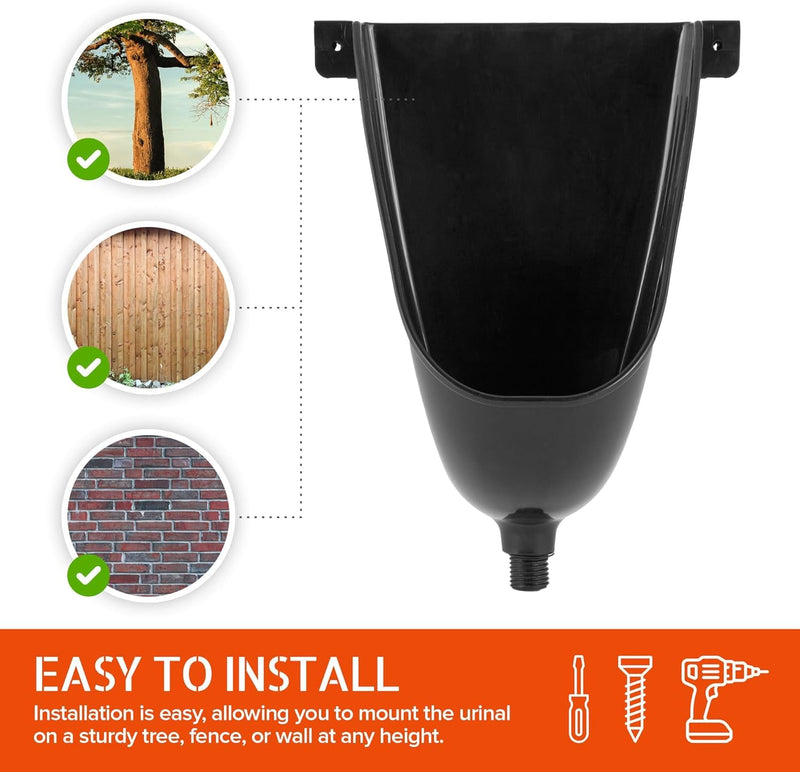 Stock Your Home Waterless Urinal for Men (Black), Plastic Urinals for Men's Garage, Shed, or Backyard, Wall Mount Urine Diverter and Outdoor Camper Urinals, Portable Urinal for Men, Waterless Toilet Black