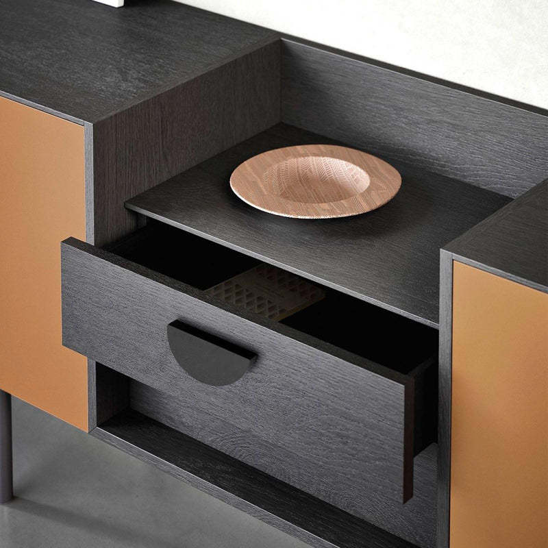 5.9 in-Black Ash Wood 1 Pair (2 Pcs) Circular Wood Grain Cabinet Drawer Handles Kitchen Cabinet Door Pull 5.9 in-Black Ash wood