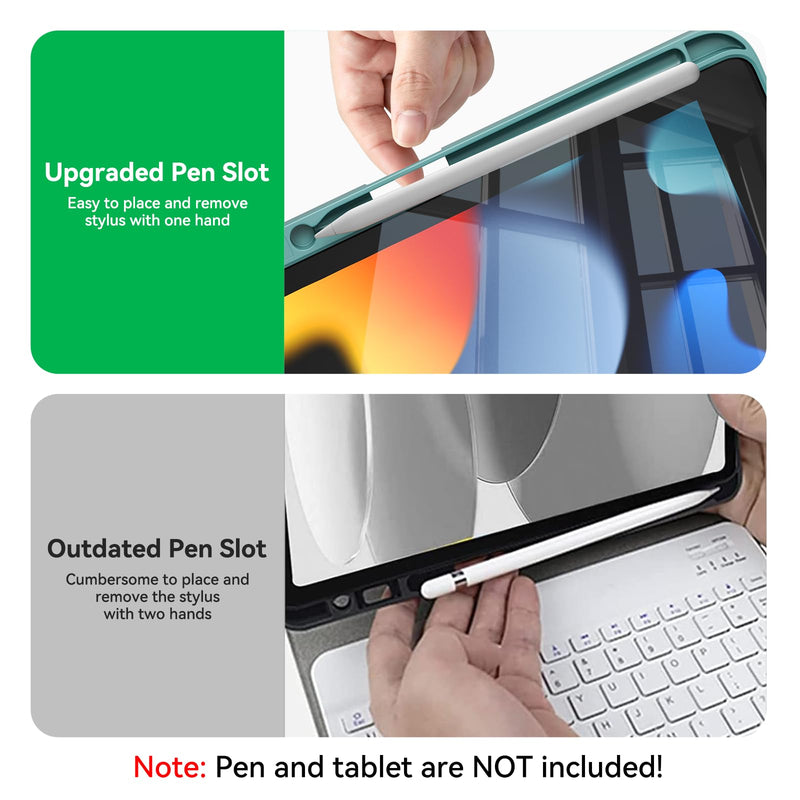 for iPad 7th/8th/9th Generation Case with Wireless Magnetic Keyboard | Compatible with 9/8/7th Gen 10.2in Detachable Case Three Adjustable Angles with Pen Slot and Honeycomb Heat Dissipation,Green