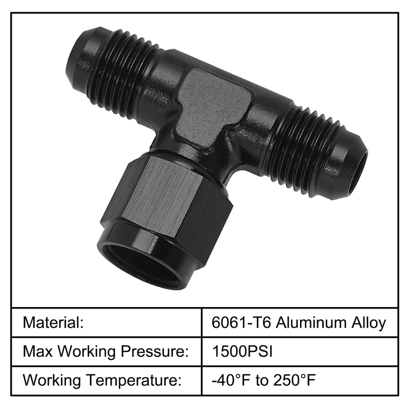 EVIL ENERGY 6AN Male Tee Fitting Adaptor with AN6 Female Swivel on Side Black