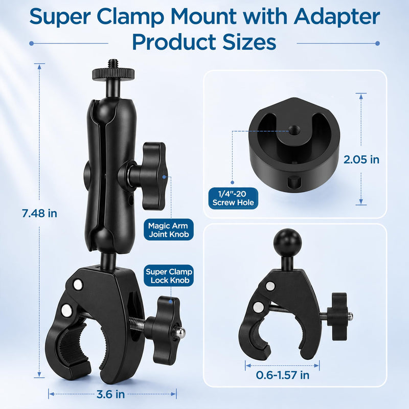 Starlink Mini Clamp Mount Kit with Adapter, Adjustable Pole and Rail Mount for Starlink Mini, Compatible with 2024/2025/2026 for RV, Camper, Boat, Balcony
