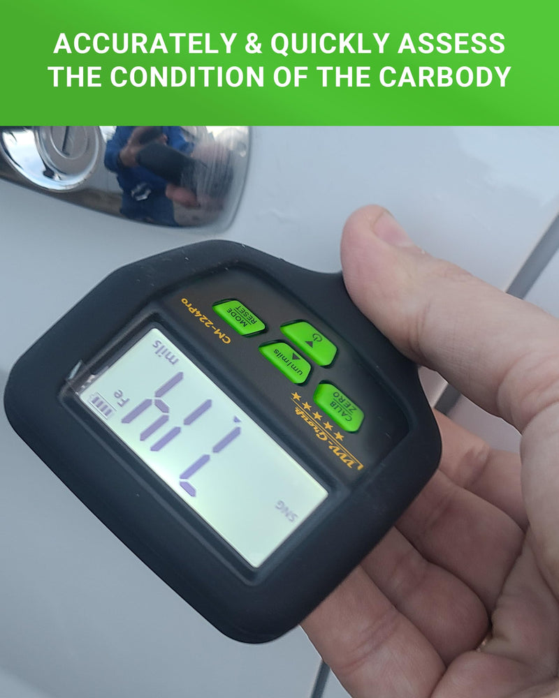Paint Thickness Gauge – CM-224Pro Automotive Coating Thickness Meter 0–59.1 mils (0–1500 µm), 0.01 mils (0.1 µm) Resolution, Fe/NFe/Zn Auto Detection, Auto Calibration Fe/Al/Zn