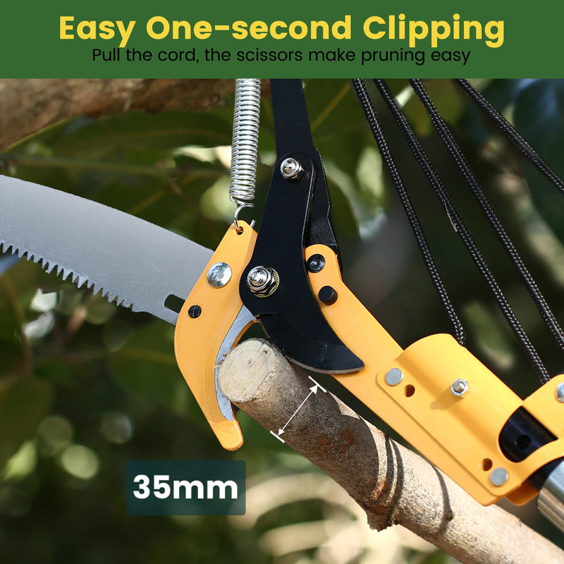 Tree Pruner Replacement Head, Pole Saw Trimmer Head with 3-Pulley System for Easy Cutting, 27Ft Heavy Duty Thickened Rope, Sharp SK5 Blade, for 1 inch Extension Poles