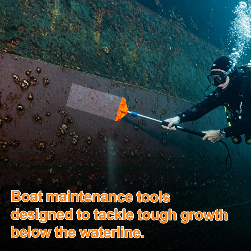Boat Hook Hull Scraper Barnacle Scraper Pontoon Boat, 491108 Plastic Marine Boat Hull Scraper for Underwater Hull Cleaning, Plastic Scraper Pole Attachment | Plastic Boat Hook Hull Scraper - 491108 Plastic Marine Boat Hull Scraper for Underwater Hull C...