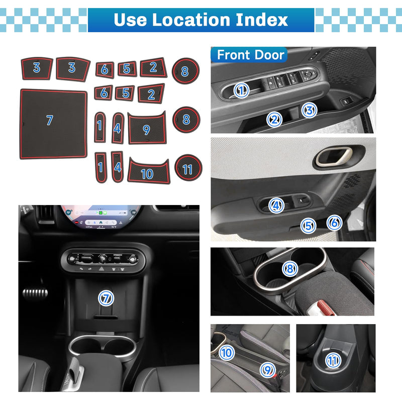 SXCY for 2025 2026 Mini Cooper Accessories [4-Door F65] Cup Holder Inserts Liner 2025 2026 Cooper Door Slot Mats for Mini Cooper Accessories 2026 Cooper Console Liners Anti-Dust Waterproof Mat (Red) 2025 2026 Cooper 4-door F65 (Red)