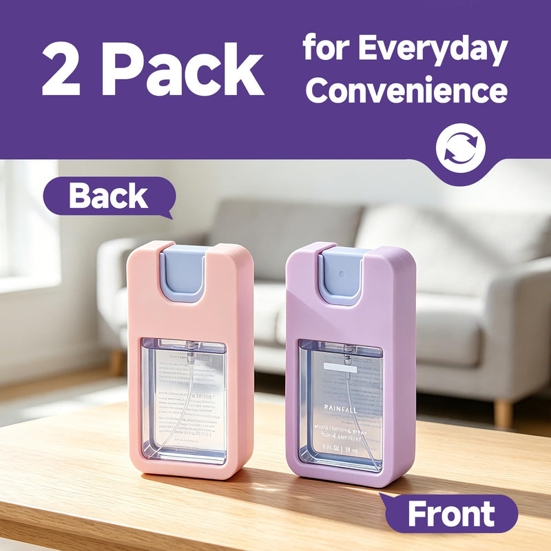 Hand Sanitizer Case Compatible with Scent Theory, 2 Pack Holder | Hand Sanitizer Holder, Silicone Soft Durable Sanitizers Sleeve with Keychain, Sung Fit, for Backpack, Travel and Daily Use