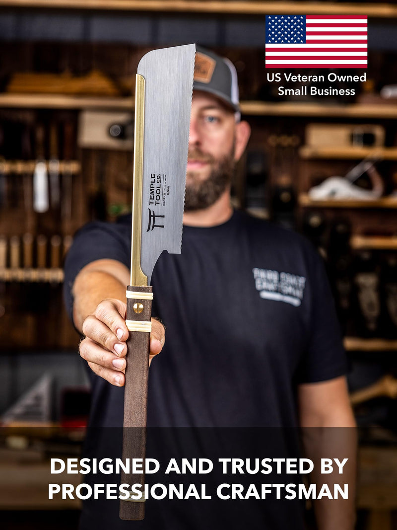 Temple Tool Co. Japanese Pull Saw - Rip-Cut 9.5 - Hand Saw for Dovetails, Tenons, Fine Joinery Dozuki Rip-Cut