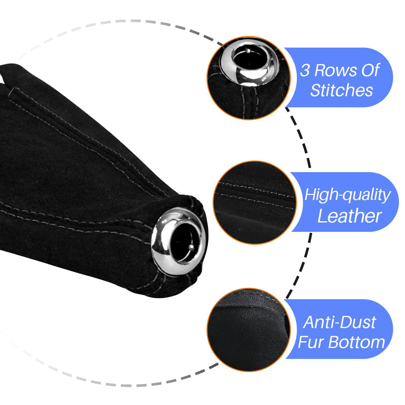 Universal Suede Leather Shift Boot Manual or Auto Gear Shift Cover Black
