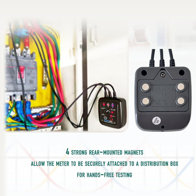 ETCR1000D Non-Contact Phase Sequence Tester, Phase Rotation Meter, AC 70-1000V, Wire Diameter 0.4-1.6 inch