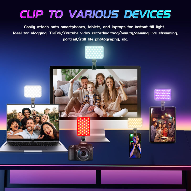 RGB Light - BANSINE USB-Rechargeable RGB Selfie Light with 97+ CRI, 2500K-6500K 360° Full Color Video Light with 20 Lighting Effect for Party Video, Live Streaming and Photography