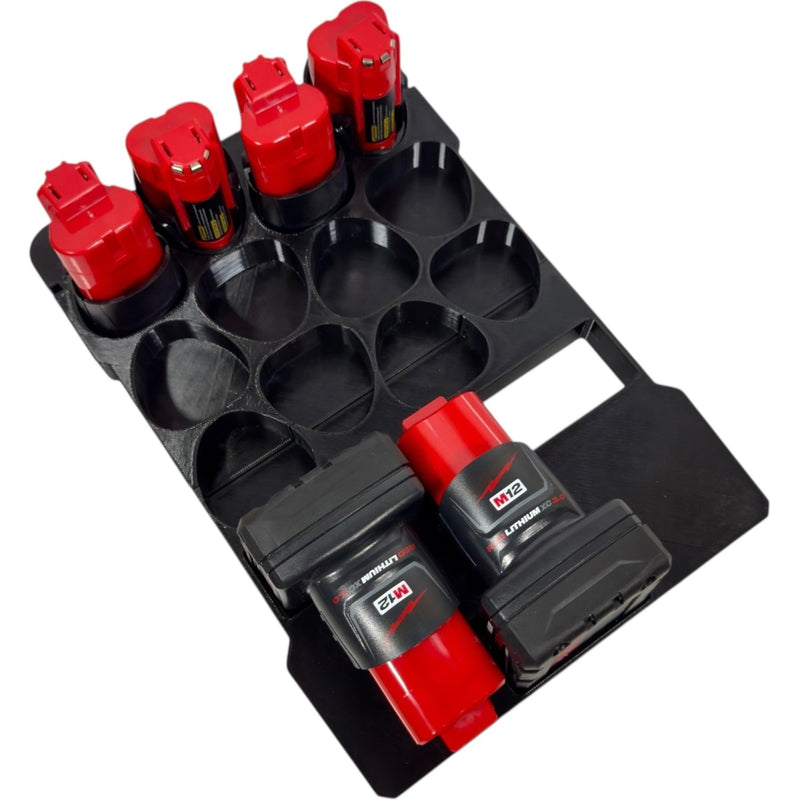 M12 Battery Organizer for M12 Batteriees and Milwaukee Packout Compact Organizer Model 48-22-8435