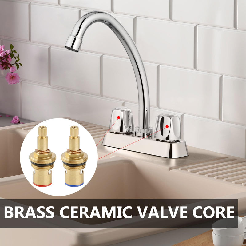 2 Handles Utility Laundry Sink Faucet 4 Inch Centerest Laundry Faucets for Utility Sink with Swivel Spout Polish Chrome
