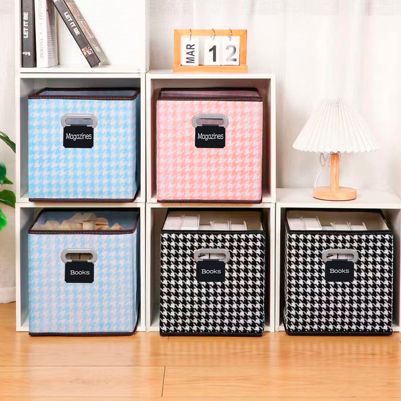 20 Basket Labels Clip On, Reusable Labels for Storage Bins, Removable Chalk Labels for Containers, Kitchen Closet Baskets and Storage Basket Holders with 2 White Chalk Markers Rectangular 20