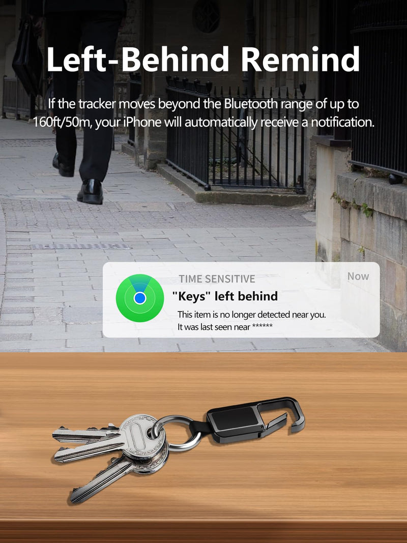 Keychain Tracker Works with Apple Find My (iOS Only) | Key Chain Tracker Tag Heavy Duty Car Keychain for Men, llaveros para hombres Carabiner Key Chain Anti-Lost Key Finder