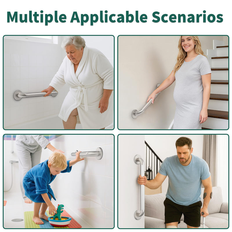 Safety Grab Bars for Bathtubs and Showers, Non Slip 304 Stainless Steel Bathroom Balance Bar, ADA Compliant Shower Handles for Elderly, Handicap, Senior & Children (Brushed Nickel, 18 Inches) 18 Inch
