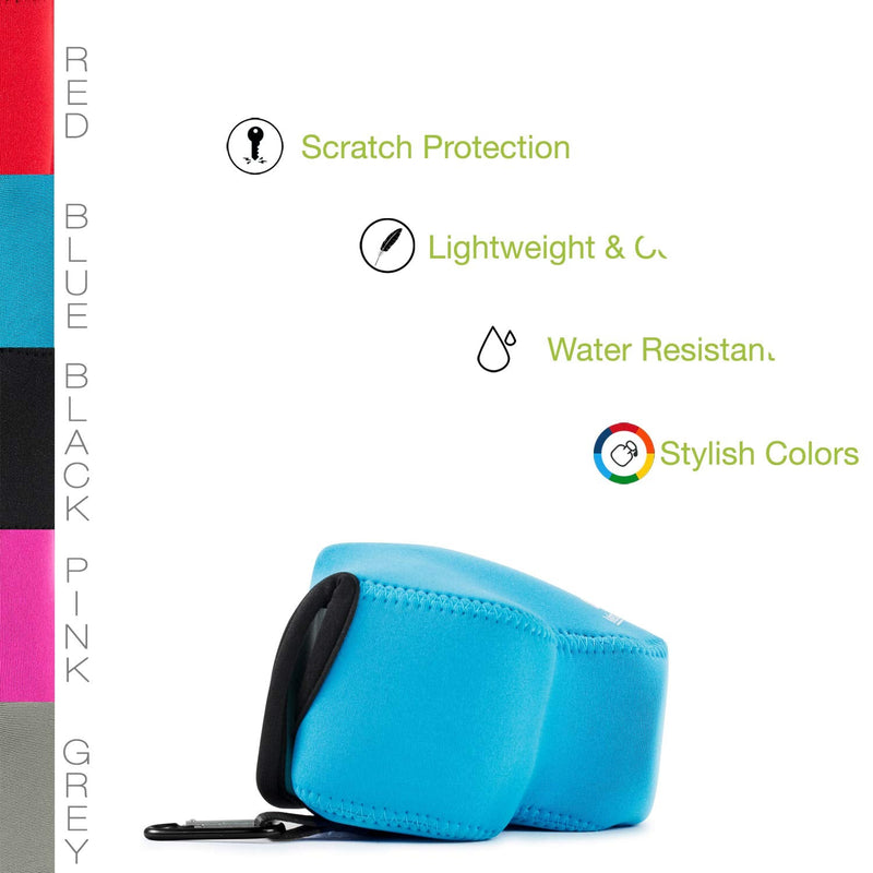 MegaGear Nikon Coolpix L340 Ultra Light Neoprene Camera Case, with Carabiner - Blue - MG786 One Size