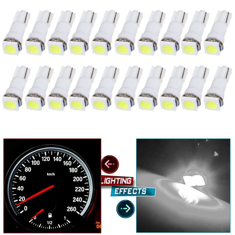 cciyu T5 58 70 73 74 Dashboard Gauge 1-SMD 5050 LED Wedge Lamp Bulbs Lights Replacement fit for Dashboard instrument Panel Light Bulbs LED Lamps,20Pack White