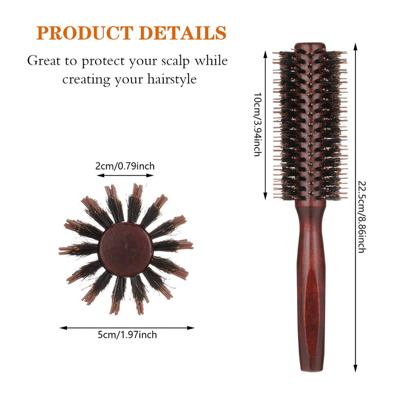 1 Pack Boar Bristle Round Brush Round Hair Brush, Wooden Handle Styling Brush Anti Static Quiff Roller Hair Comb for Men and Women, Straightening and Curling, Wet and Dry Hair | Anti Static Quiff Roller Hair Comb for Men and Women Straightening and Cur...