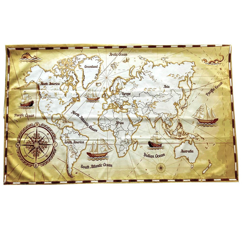 Retro World Map Print Indoor TV Dust Proof Cover Soft Suede Fabric Slipcover Protection Screen Display From Scratches, Dirts, Fingerprint, Sunlight, 43in