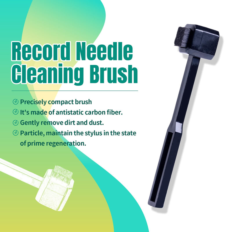 Anti-Static Stylus Brush Carbon Fiber Stylus Cleaning Brush Black Turntable Stylus Cleaner for Vinyl Record Player Needle Square