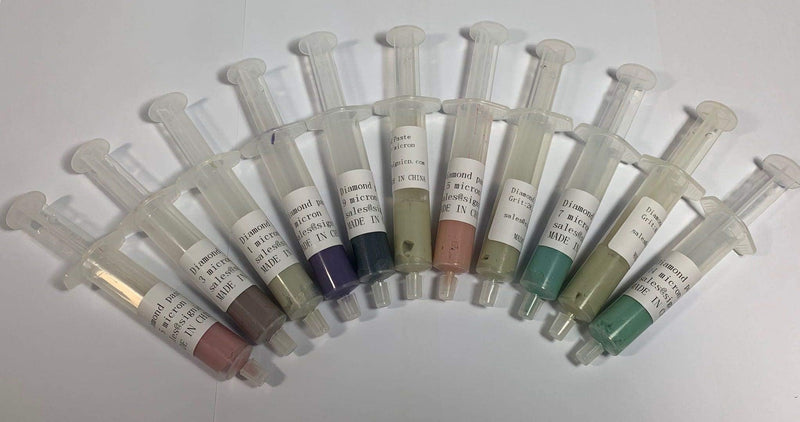 Professional Diamond Polishing Paste Set, 11Pcs 0.5-40 Micron Syringes, 5g Each, for Metal & Jewelry Polishing (Water Based) Water based