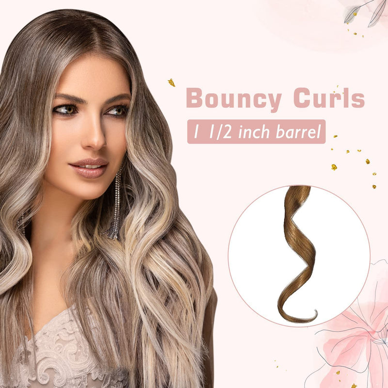  [AUSTRALIA] - Curling Tongs, Curling Wand 38mm Hair Curler Large Barrel Curling Iron for Long Thick Hair with Glove 120°C-210°C Adjustable Auto-Off B