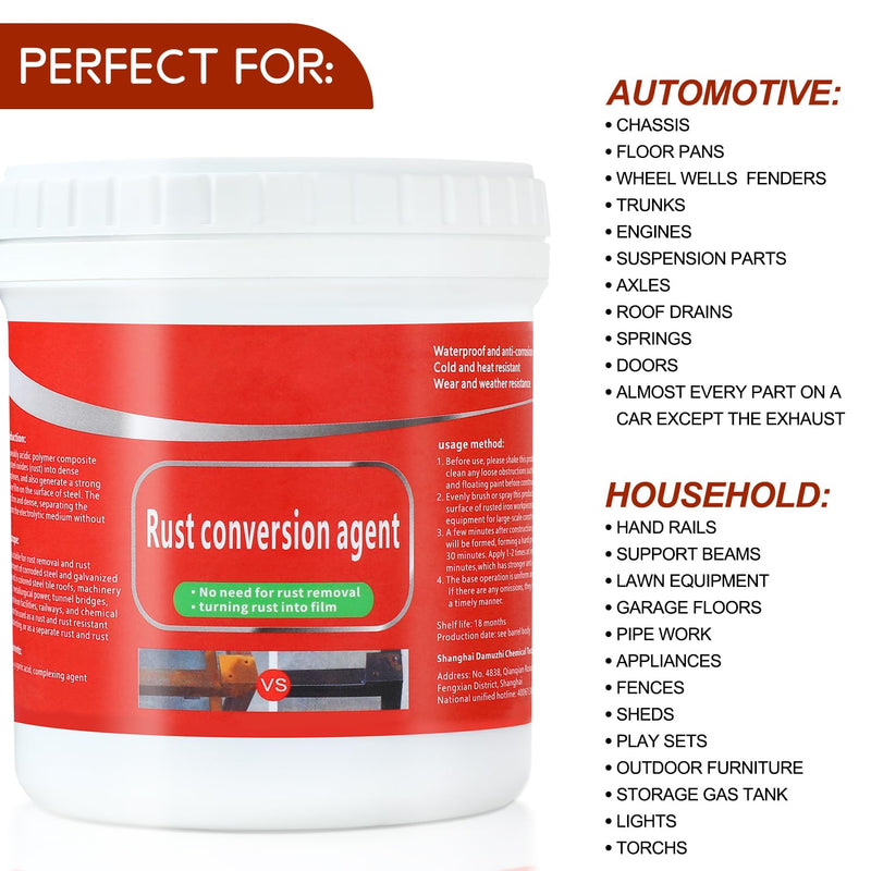 Rust Renovator,Rust Remover for Metal,Rust Converter for Metal,Water-Based Rust Remover for Metal, Rust Removal Converter Metallic Paint with Brush,Multi-Functional Anti-Rust Paint 300g(Black) A