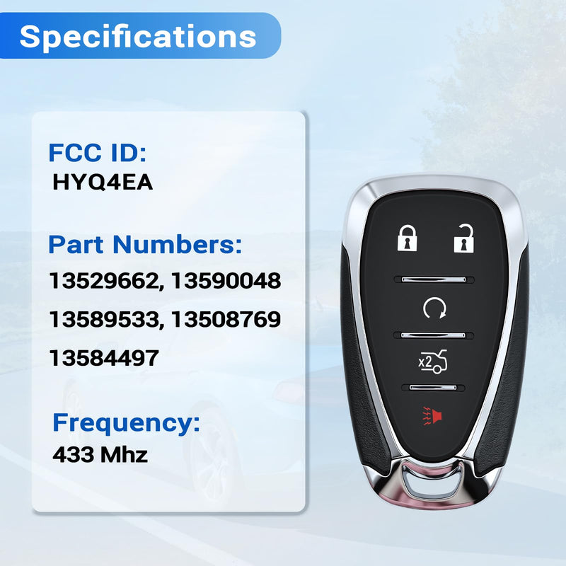 Key Fob Fits for Chevy Malibu Camaro 2016-2021/ Cruze 2016 2017 2018 2019 | Car Keyless Entry Remote Control HYQ4EA