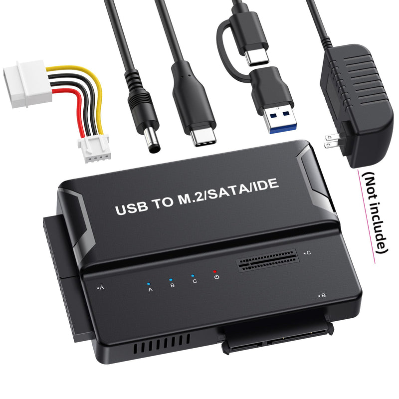 USB 3.0 USB-C Type-C to Dual NVME M-Key M.2 SATA 2.5 3.5 Inch & IDE 40Pin SSD Docking Vertical External PCBA Case Enclosure NVME+SATA+IDE